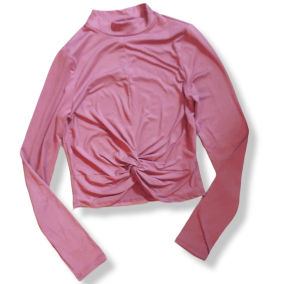 Dusty rose pink front twist crop top - Picture 1 of 5